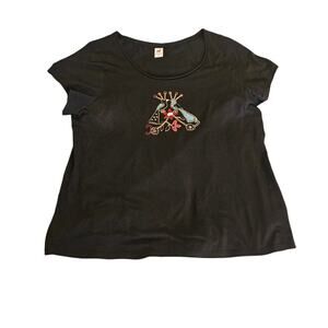 Peruvian Connection XL Short Sleeve Bird Embroidered T-Shirt